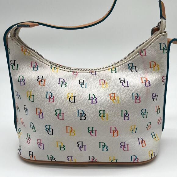 DOONEY & BOURKE Rainbow Monogram Leather Shoulder Bag with Rare Heart Hangtag - Picture 6 of 10